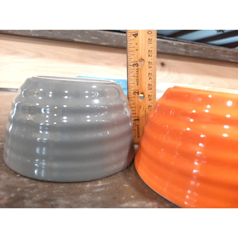 Pier 1 Imports Stoneware Bowls Set 4 Multicolor Ribbed Snack Dessert Condiment